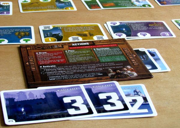 Board game review: Innovation - game in progress Board game review: Innovation - game in progress