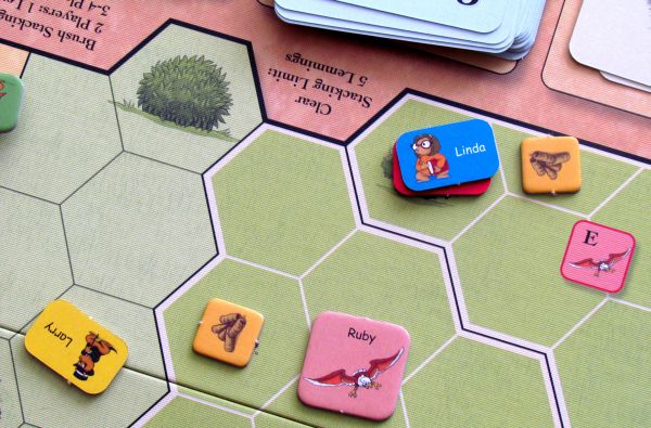 Board game review: Leaping Lemmings - game in progress Board game review: Leaping Lemmings - game in progress