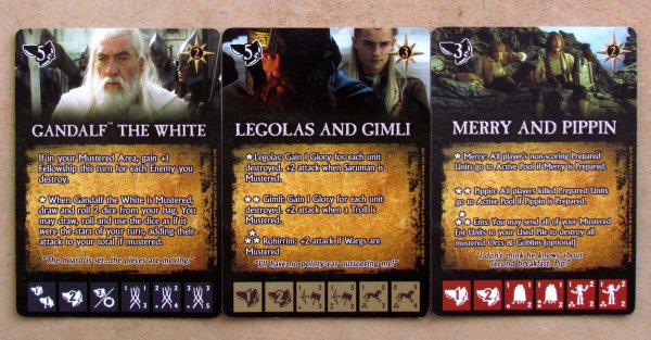 Lord of the Rings Dice Building Game - karty