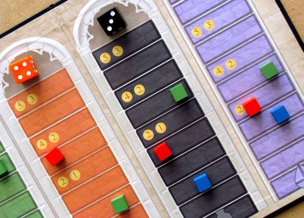Board game review: Scripts and Scribes: The Dice Game - game in progress Board game review: Scripts and Scribes: The Dice Game - game in progress